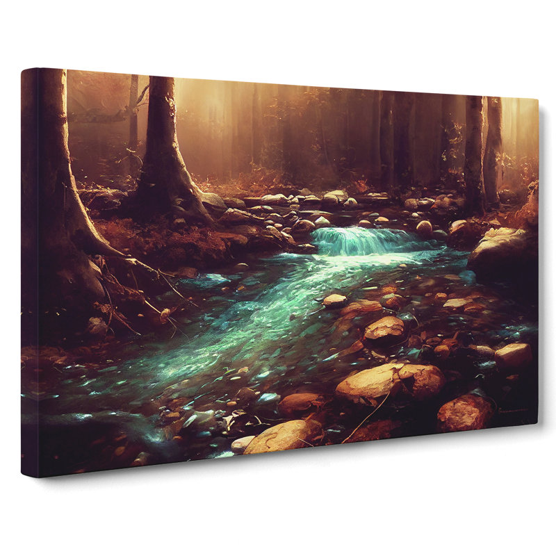 Awesome Forest Stream - Wrapped Canvas Print, 35cm H x 50cm W x 3cm D