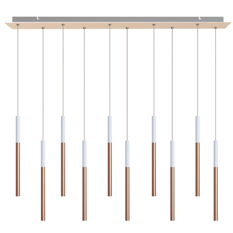 Baileyton 10 - Light Kitchen Island Pendant, White Top / Brushed Copper