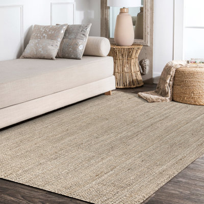 Tapis ivoire clair en jute tissé à la main Pata