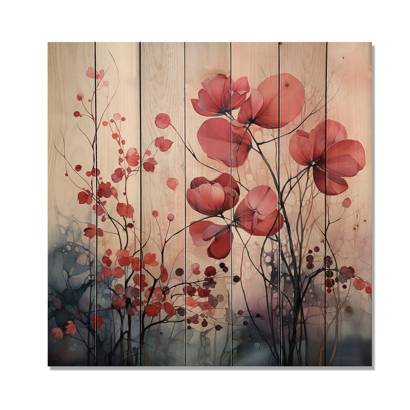 Feuilles de charme dans Moody Overcast - feuilles de bois, art mural sur bois de pin naturel, H 30 po x l 30 po