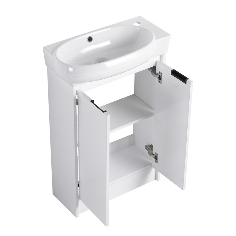 Meuble-lavabo sur pied 23 po, Blanc brillant