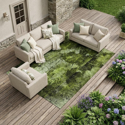 Tapis intérieur vert lavable antidérapant 8 pi x 10 pi