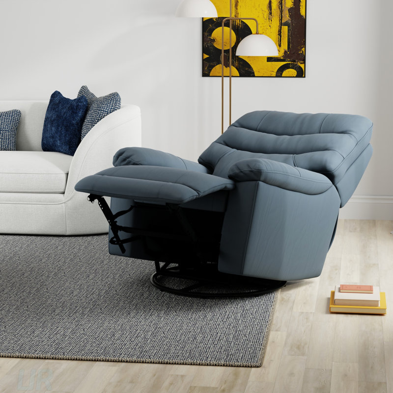 Global Home Swivel Glider Recliner With Manual Footrest, Oslo Collection, Comfort And Versatility For Everyday Use
