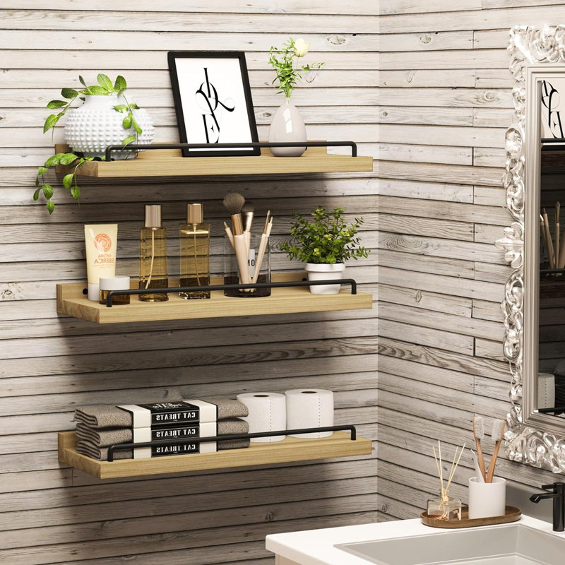 3 tablettes flottantes brun clair