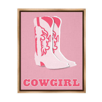 «Pastel Blush Cowgirl bottes Floater Frame» par Corrine Rose, conception sur toile