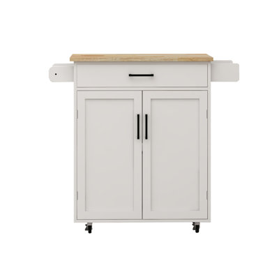 Kitchen island rolling trolley cart with 1 drawer & 2 doors with storage racks & Adjustable Shelves by Ebern Designs