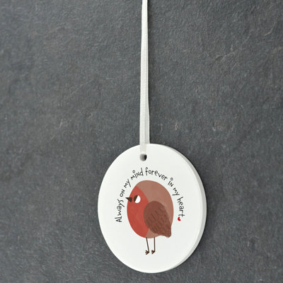 Robin Always On My Mind Circle Shaped Ceramic Ornament
