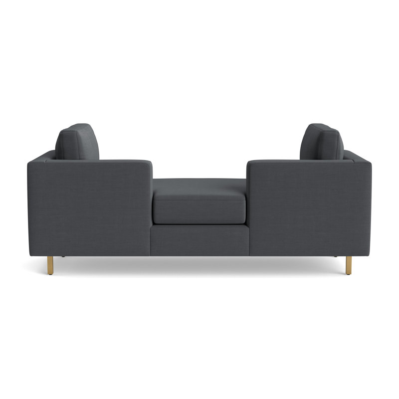 Hunter Bench, Performance Linen - Charcoal, Brushed Brass