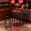 Ensemble de table de bar et de chaises 3 pièces, petite table de salle à manger pour 2 personnes avec rangement à 2 niveaux et 2 tabourets de bar rembourrés en polyuréthane