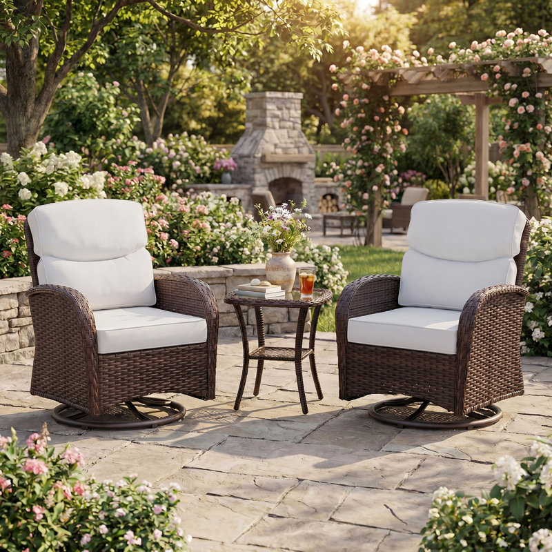  Smile Outdoor Chair Cushions Set, Sunbrella Fabric High Back and Deep Seating Outdoor Cushion, Set of 2, Canvas Natural