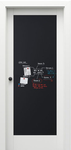 PORTA TABLET… 32 po X 80 po. Bois massif blanc / noyau. Tableau noir magnétique