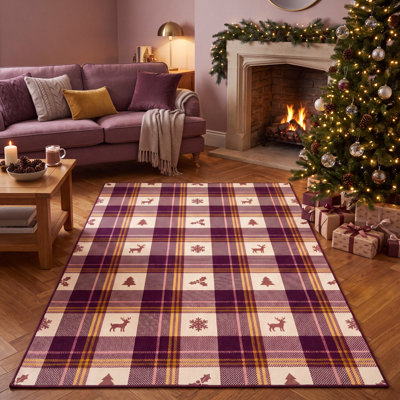 Cotton Washable Checkered Indoor / Outdoor Rug