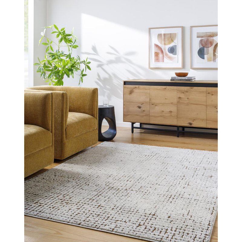 Our PNW Home x Livabliss Boho Scandi High Pile Ivory Brown Area Rug, Rectangle 10' x 14'