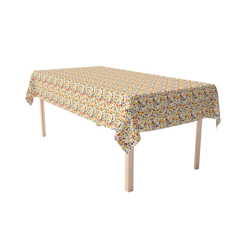 Geometric Hanukkah Tablecloth, 120" x 60", Dreidels Donuts and Decorations