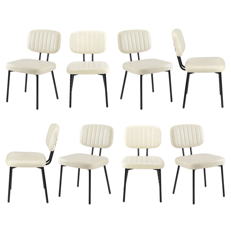 Ensemble de 8 chaises d'appoint en similicuir 8 pièces - Chaise rembourrée et robuste, Beige
