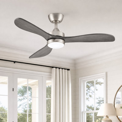 42" 3 - Blade Modern Farmhouse Small Room LED Ceiling Fan with Light and Remote