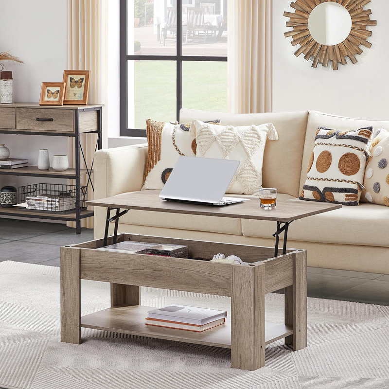 Raunda Lift Top Coffee Table with Storage, Grey