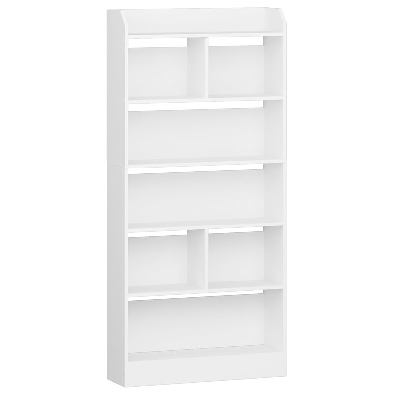 Bookshelf, bookcase, with 6 compartments, storage shelf, freestanding shelf, for living room, office, bedroom, White
