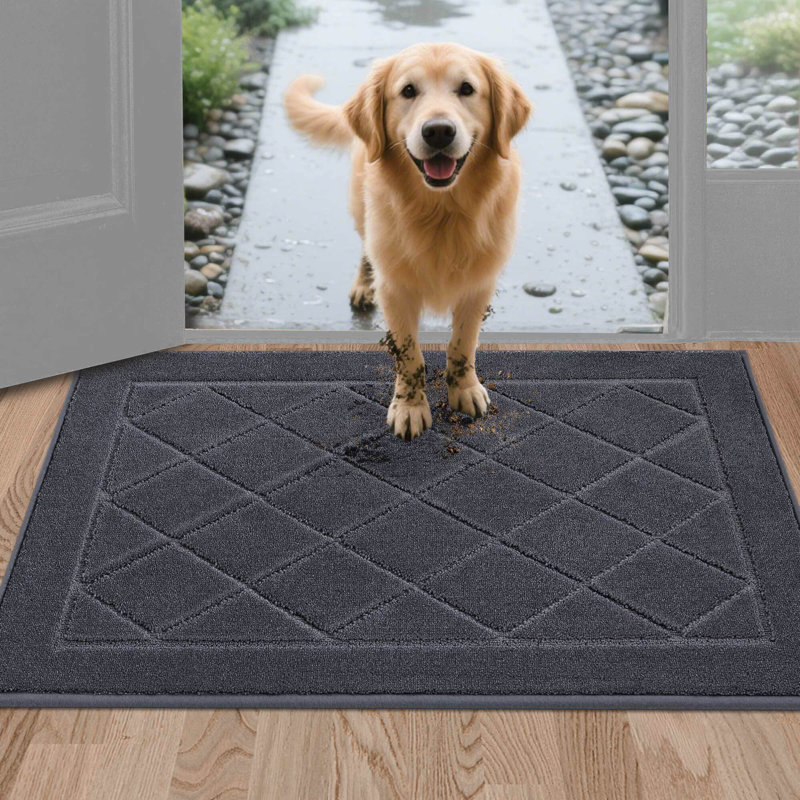 Non-Slip Indoor Doormat, 61cm W x 91.4cm L, Dark Grey