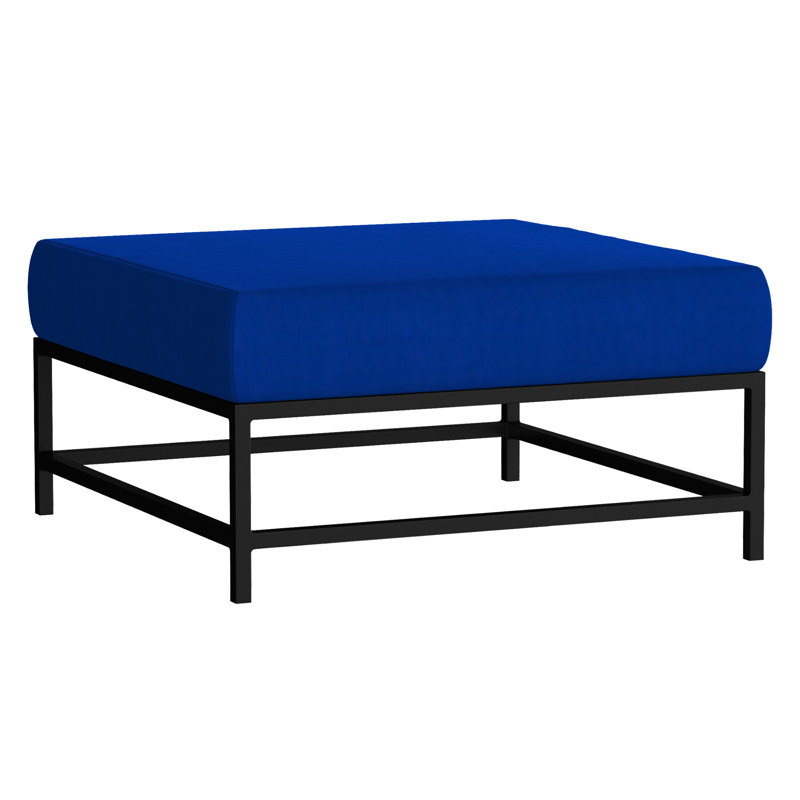 Delano Outdoor Ottoman, Tex Black, Canvas Pacific Blue Sunbrella® Canvas