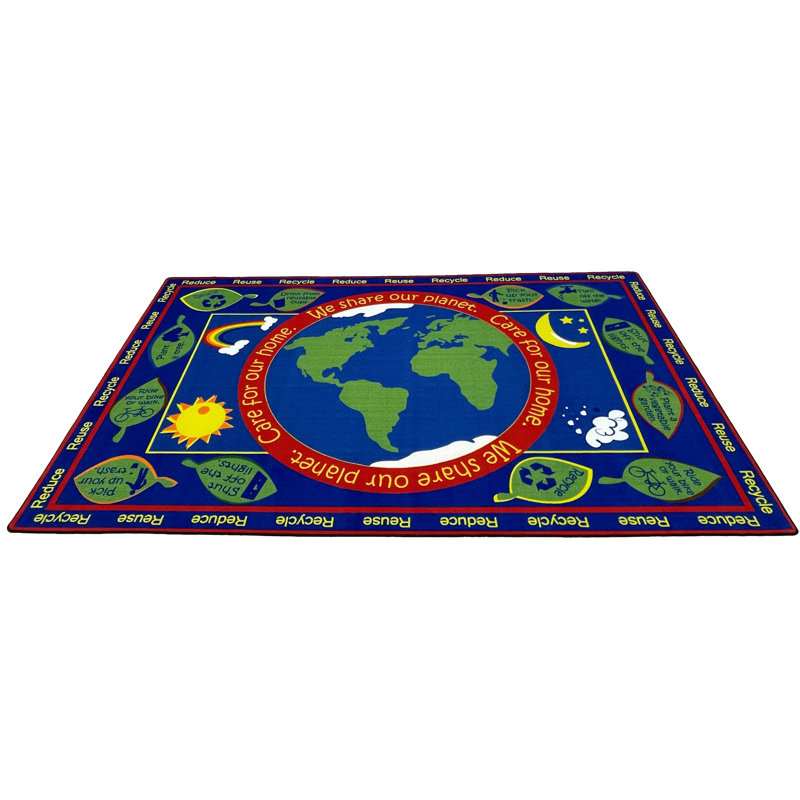 KidCarpet.com Earth Educational Classroom Rug, 7'6"x12' Rectangle, Rectangle 7'6" x 12'