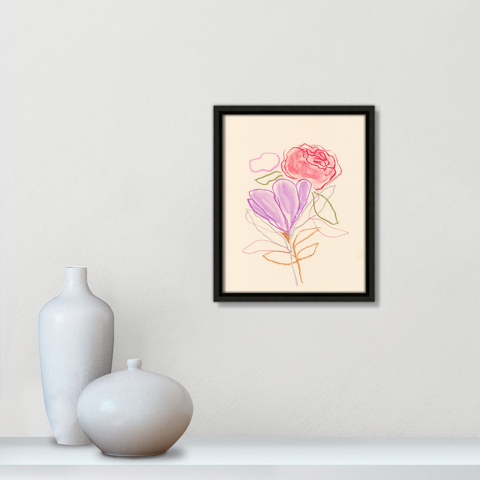 Simple Floral III Print by Bea Dina, Espresso Floater Framed Canvas, No Mat, 11.5" H x 9.5" W x 2" D