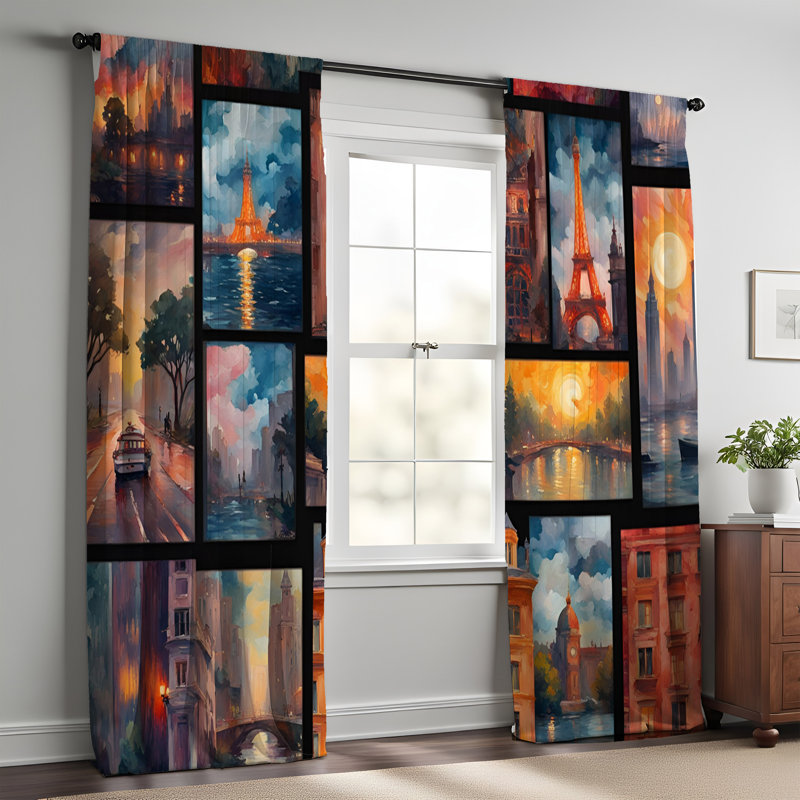 Paire de rideaux semi-transparents en polyester Ehrmann, L 40 po x L 82 po
