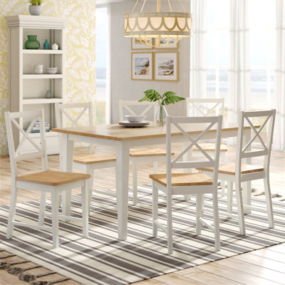 6 - Person Rubberwood Solid Wood Dining Set by August Grove