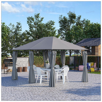 Outdoor Patio Gazebo, Canopy Shelter with 6 Removable Sidewalls & Steel Frame for Garden, Lawn, Backyard & Deck, UV Protection and Water-Resistant
