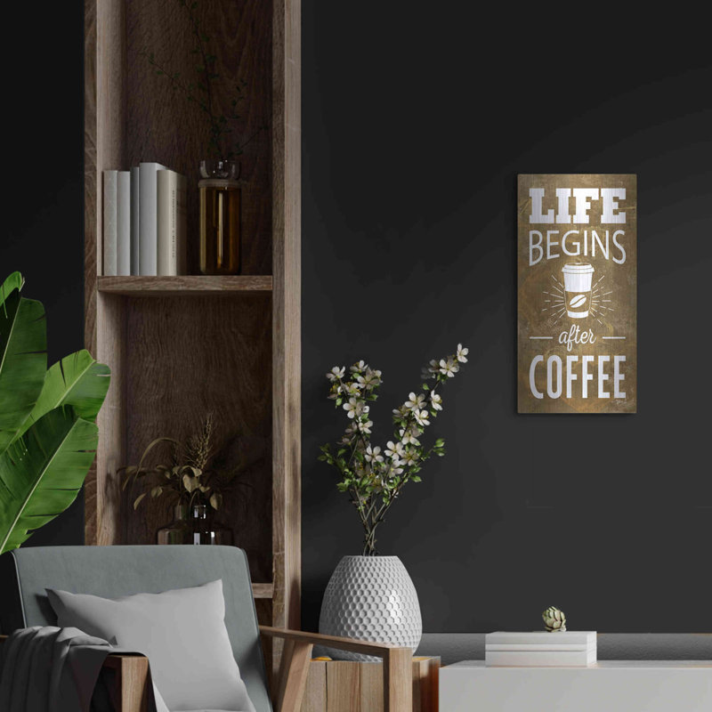 Trinx «Life Begins After Coffee» par Marla Rae, art mural en métal, H 24 po x l 12 po