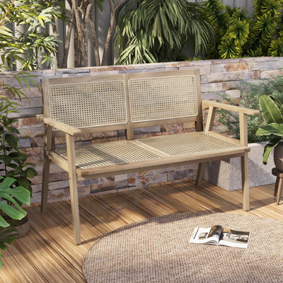 Alvontae Natural Rattan Indonesia Teak Wood Bench by Bay Isle Home