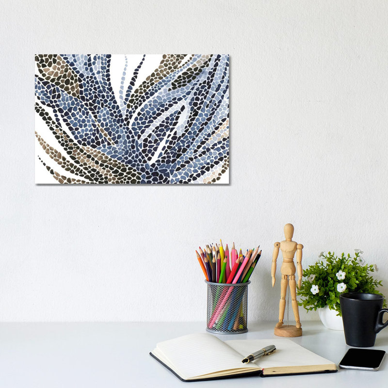 Blue And Brown Flower 1 Piece Wall Art on Canvas, 20.32 cm H x 30.48 cm W, No Frame