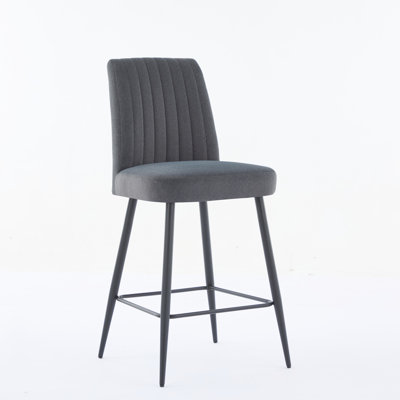 Tabouret de bar gris en velours de 2 avec pieds en fer réglables, coussin confortable, convient aux chaises de chambre à coucher, design simple, coussin éponge