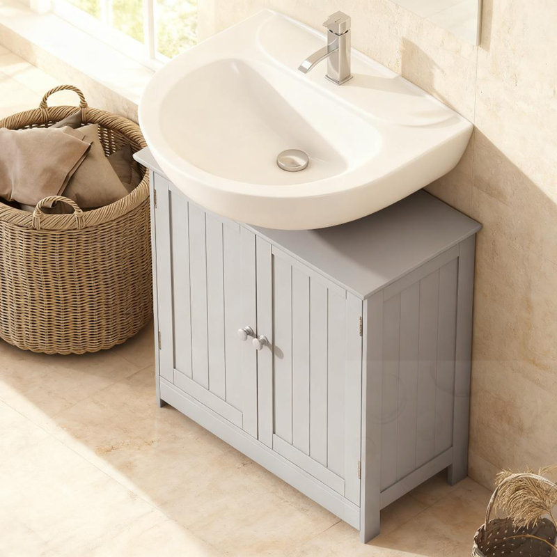 Bathroom Cabinet With 2 Doors, Light Gray