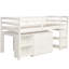 Lit mezzanine simple bas avec cabinet et bureau portatif à roulettes Low