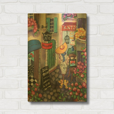«Petite rue» par Holly Wojhan, art mural en métal doré, 16 po x 24 po