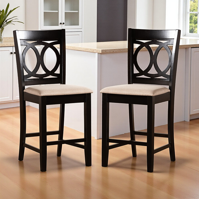 Isen Counter Height Pub Chair Set in Sand/Espresso, 42.26'' H X 17.98'' W X 20.18'' D