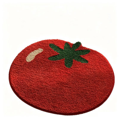 bath item Cute Tomato Shaped Bathroom Rug Mat Soft Microfiber Absorbent Shower Floor Mat Non  Washable Fruit Decor Bath Rug For Bathroom Kitchen BedroomEntryway