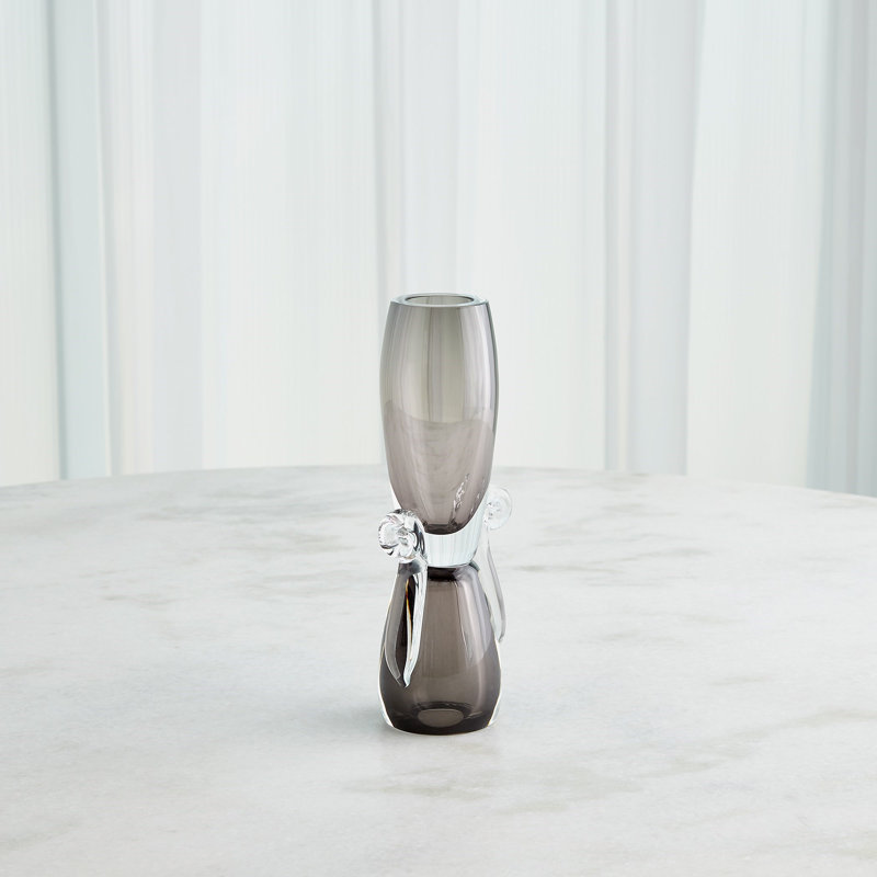 Vase de table en verre Lydia, H 11,5 po x l 5 po x P 3,75 po, Gris / Transparent