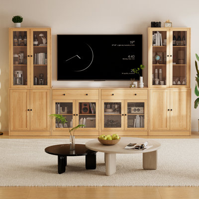 Meuble télé 110 po avec bibliothèques - Meuble télé pour téléviseur de 70 po ou moins, bois
