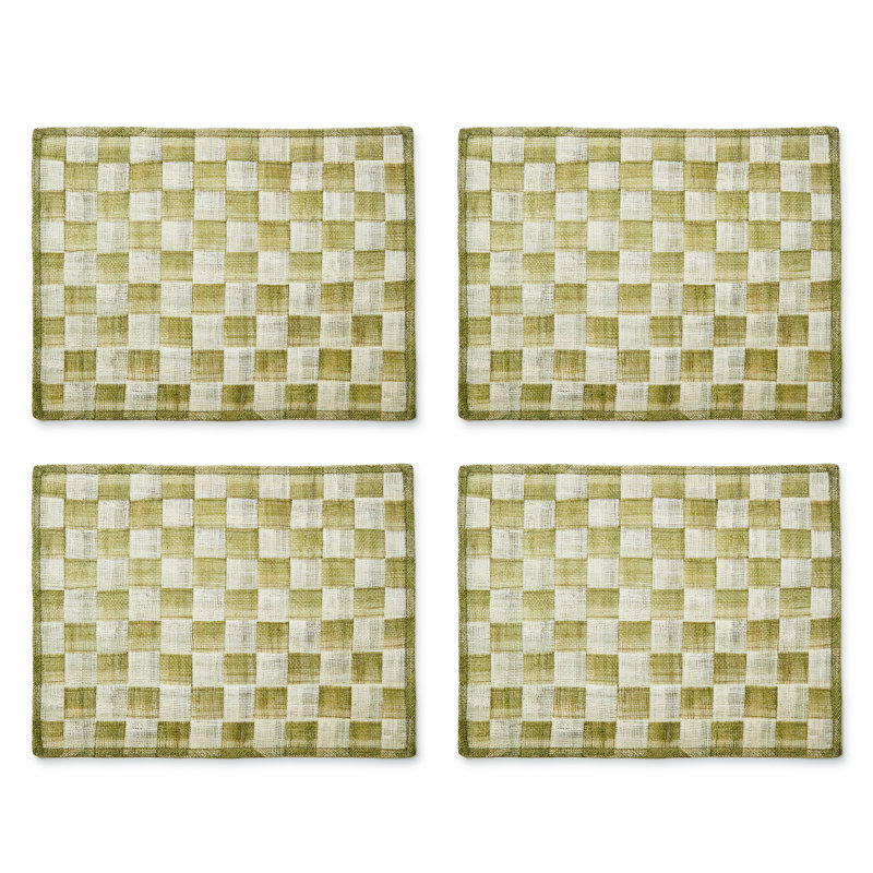 Black Sinamay Placemats, Set Of 4, Green