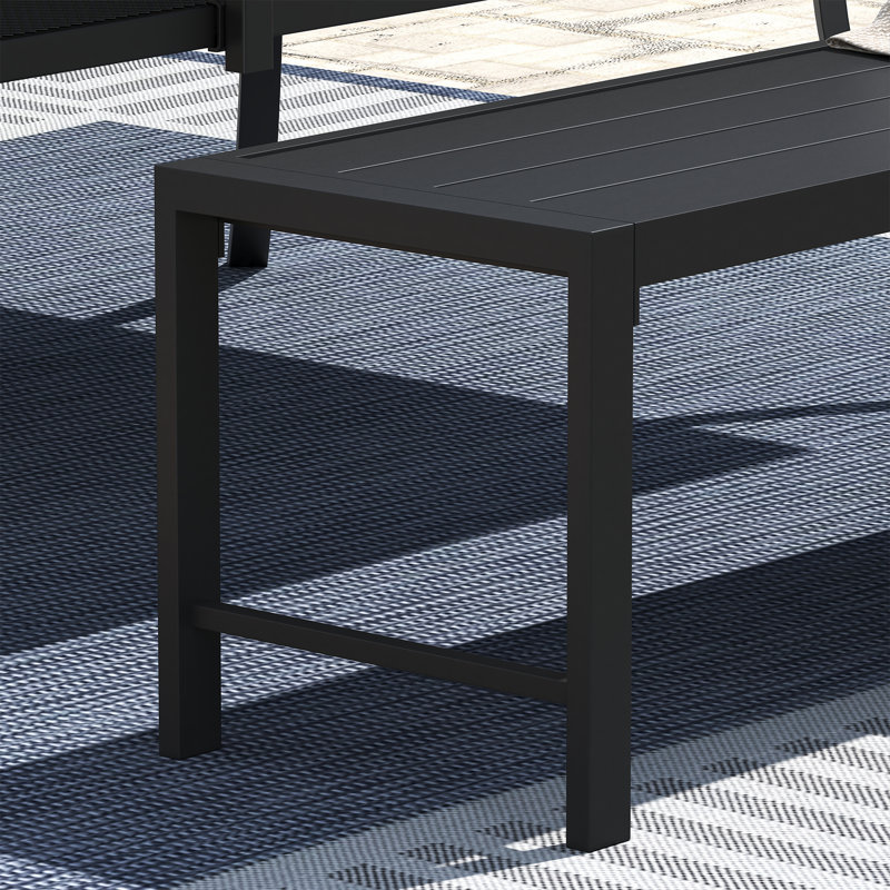 Ensemble de salle à manger de patio avec table rectangulaire et bancs