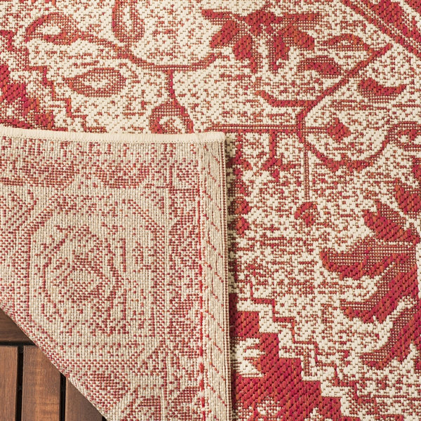 Glass Hooked Red/Cream Indoor/Outdoor Rug