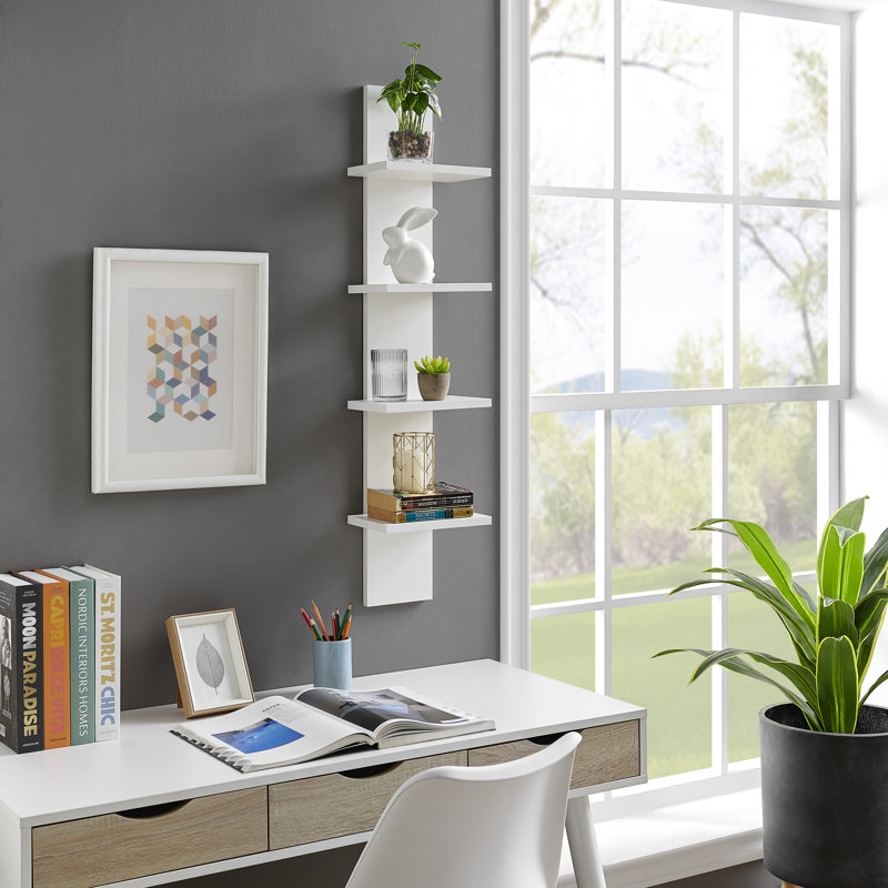 Étagère murale décorative à niveaux à 4 niveaux Arica, Blanc