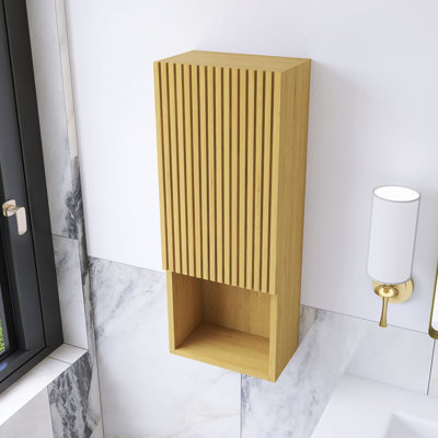 35" Light Oak Tall Bathroom Storage Cabinet