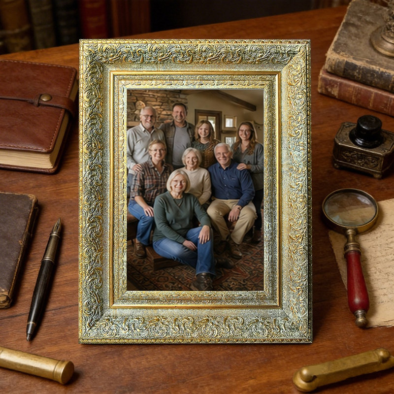 Cadre photo polyvalent doré antique 1PC pour photos et tablettes de chambre 5 "x 7", Antique Gold, 1, 5" W x 7" H