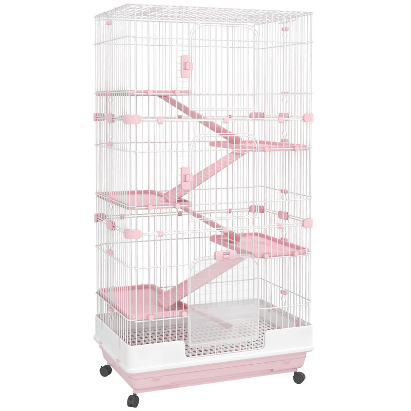 Cage avec rampe Caines Chinchilla, 43.25"H x 20.75"W x 32"D, Rose