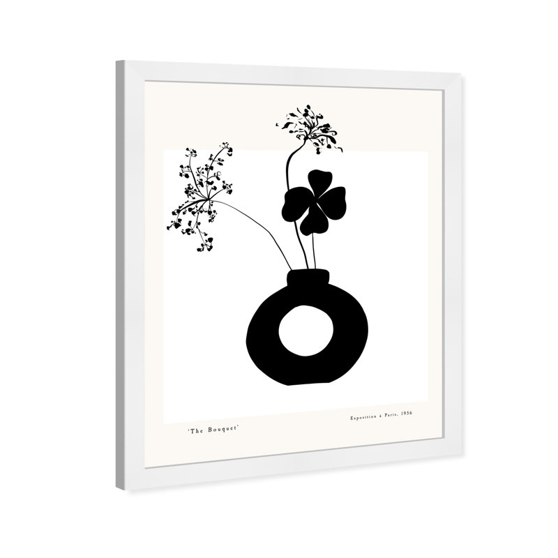 «Black and White Flower in a Vase» par Joss & Main - reproduction de cadre photo, Blanc, H 32 po x l 26 po