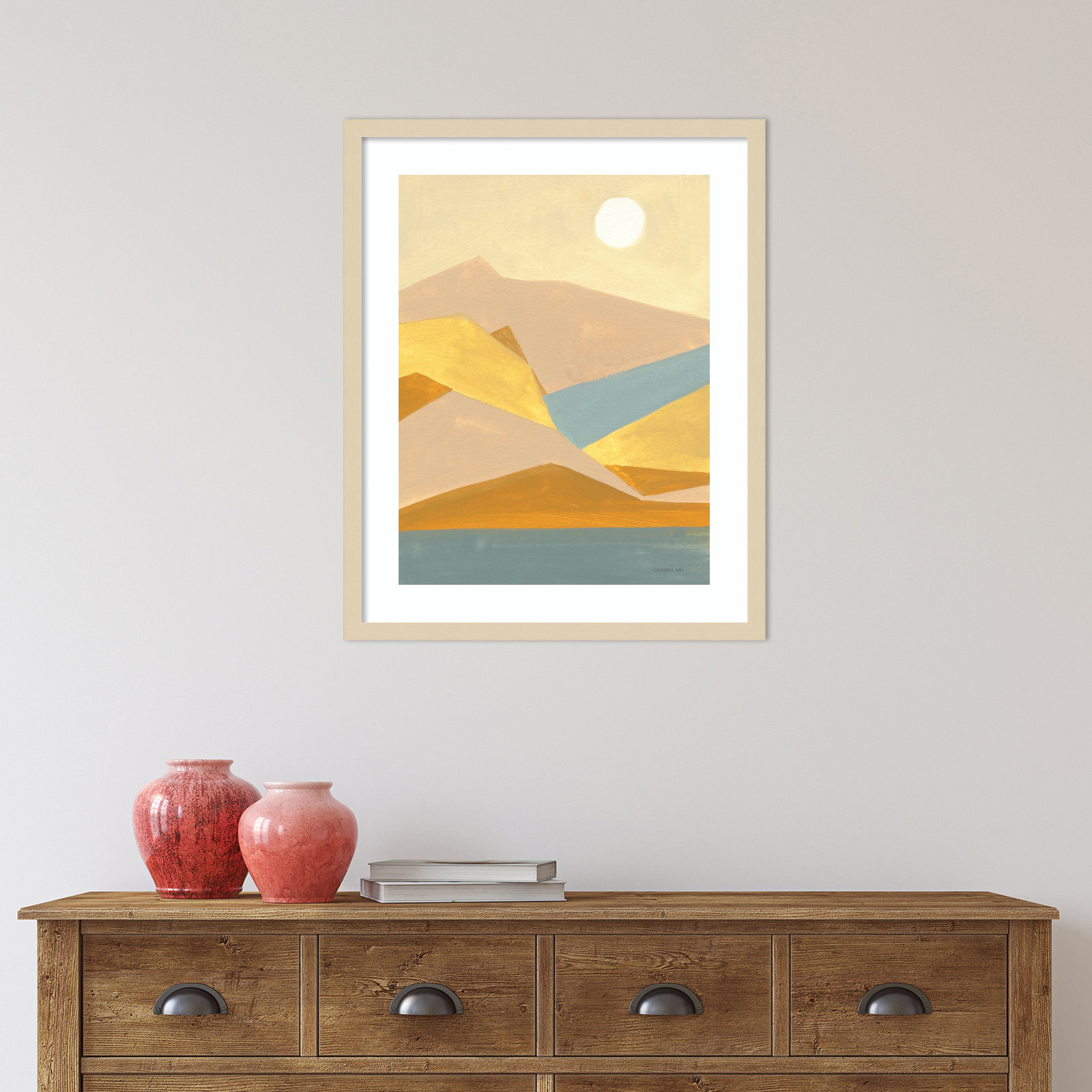 Retro Abstract I Southwest Mountains Print, 36.38" H x 29.38" W x 0.88" D, Brown Framed Paper