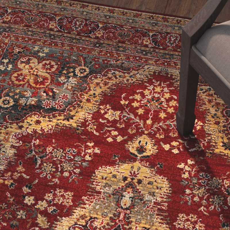 Tapis rouge en laine Langley Street, Rectangle 6 pi 6 po x 9 pi 10 po